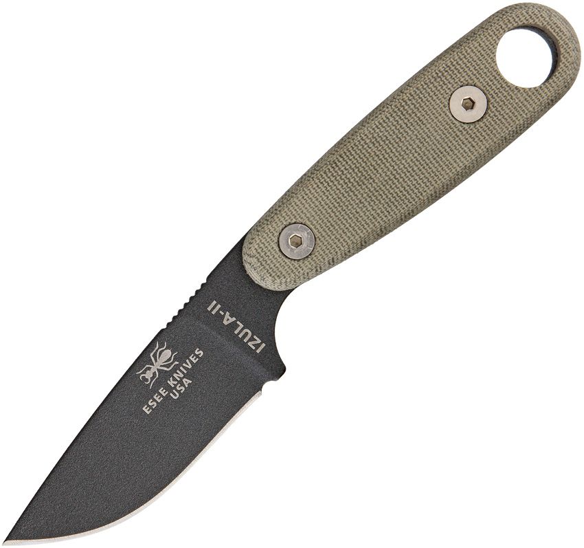 ESEE Izula II Tactical Fixed Knife 2.63" 1095HC Steel Full Blade Micarta Handle
