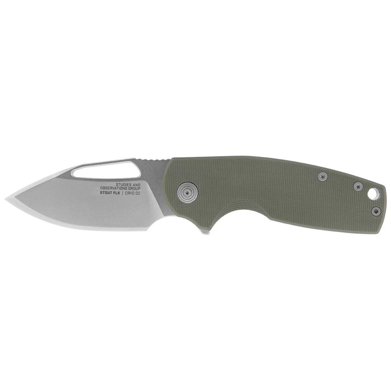 SOG Knives Stout FLK Frame Lock Olive Drab G10 CRYO D2 Stainless 14-03-01-57