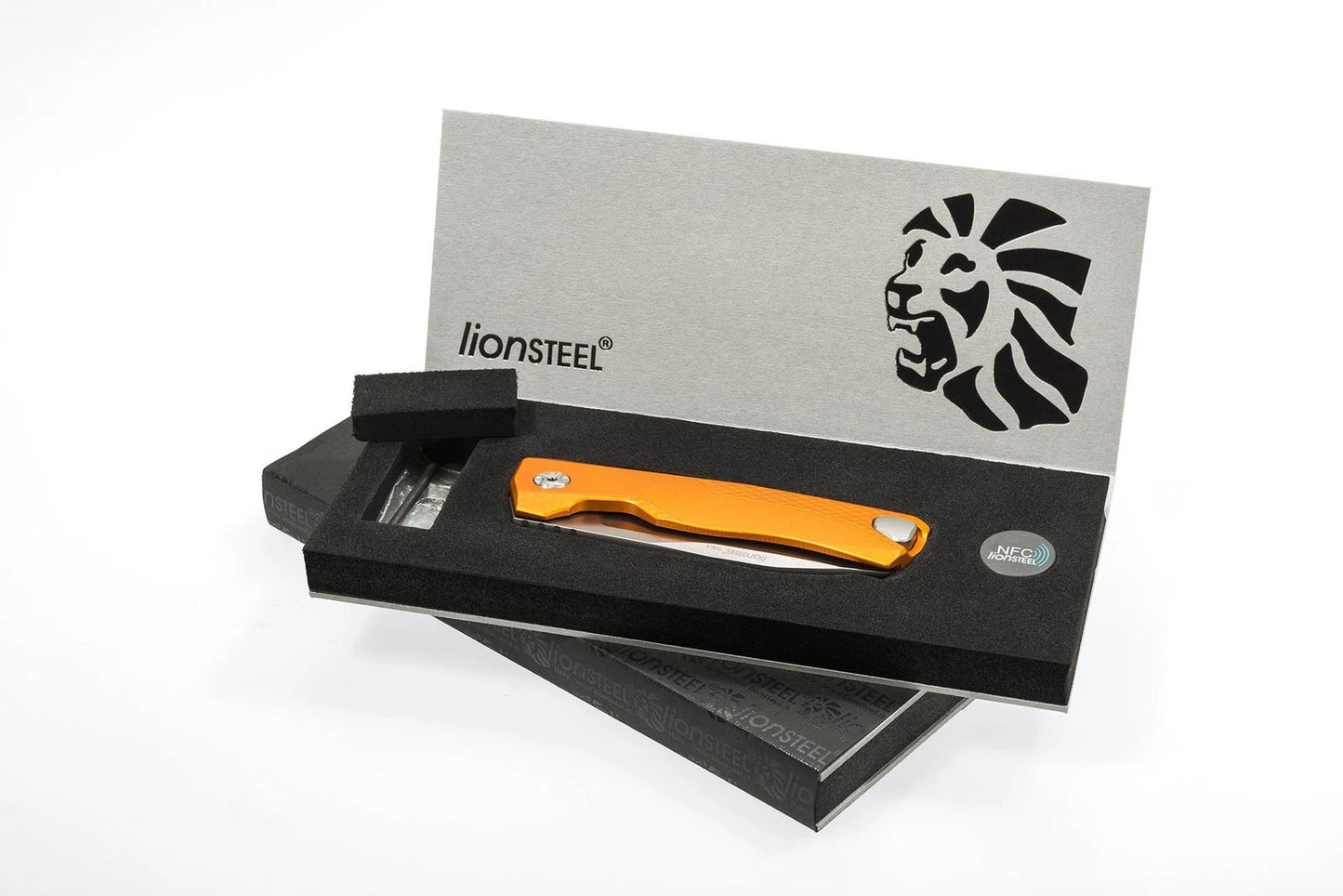LionSteel ROK Frame Lock Knife, M390 Steel, Orange Aluminum Handle