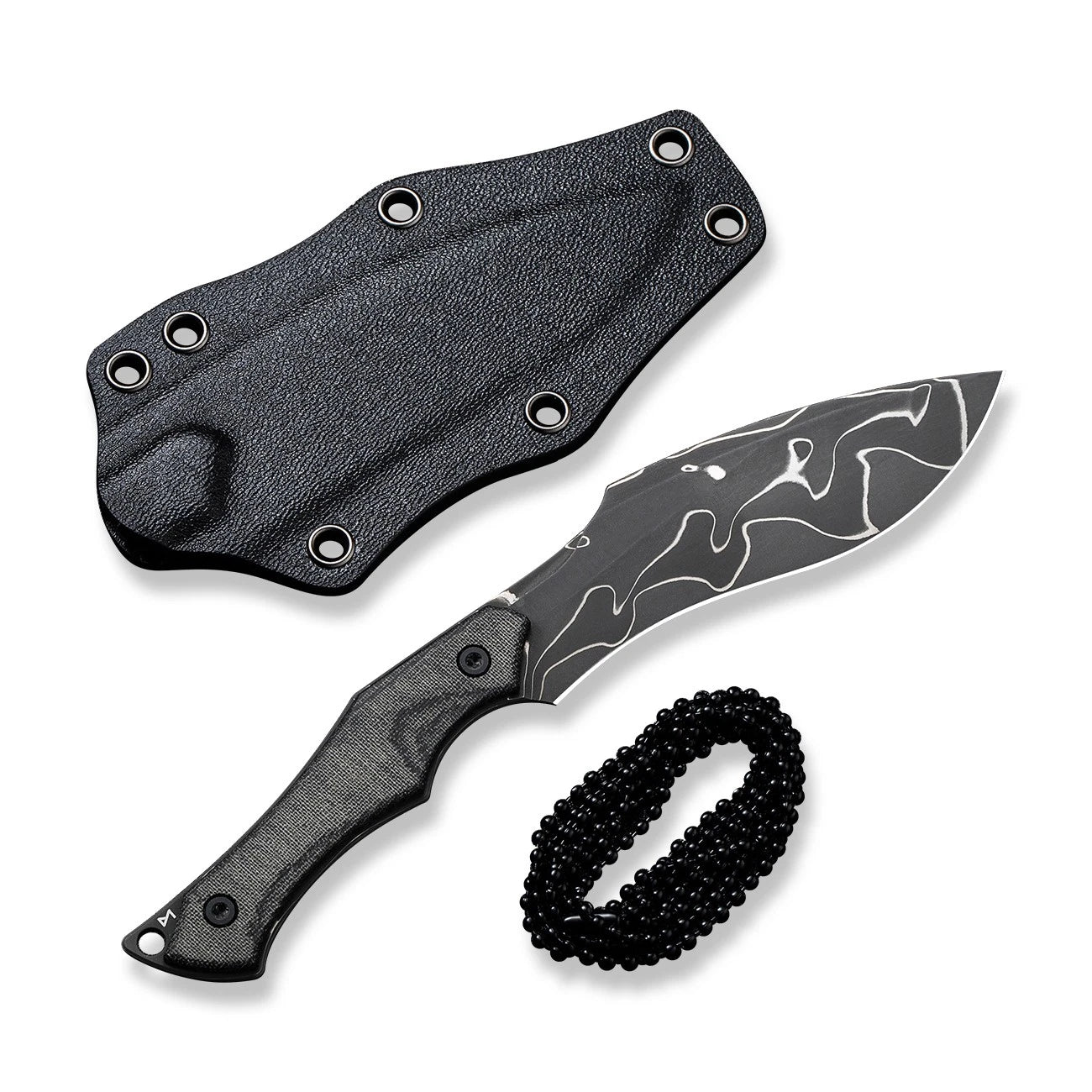 Civivi Knives Vaquita 2 C047C-DS1 Kukri Black Micarta Damascus Fixed Blade Knife