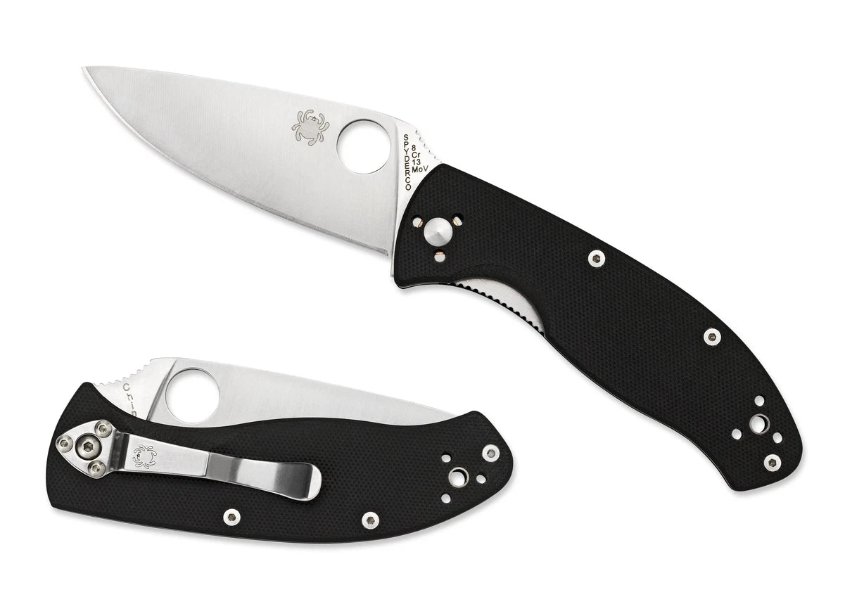 Spyderco Knives Tenacious Liner Lock Black G-10 C122GP Stainless Pocket Knife