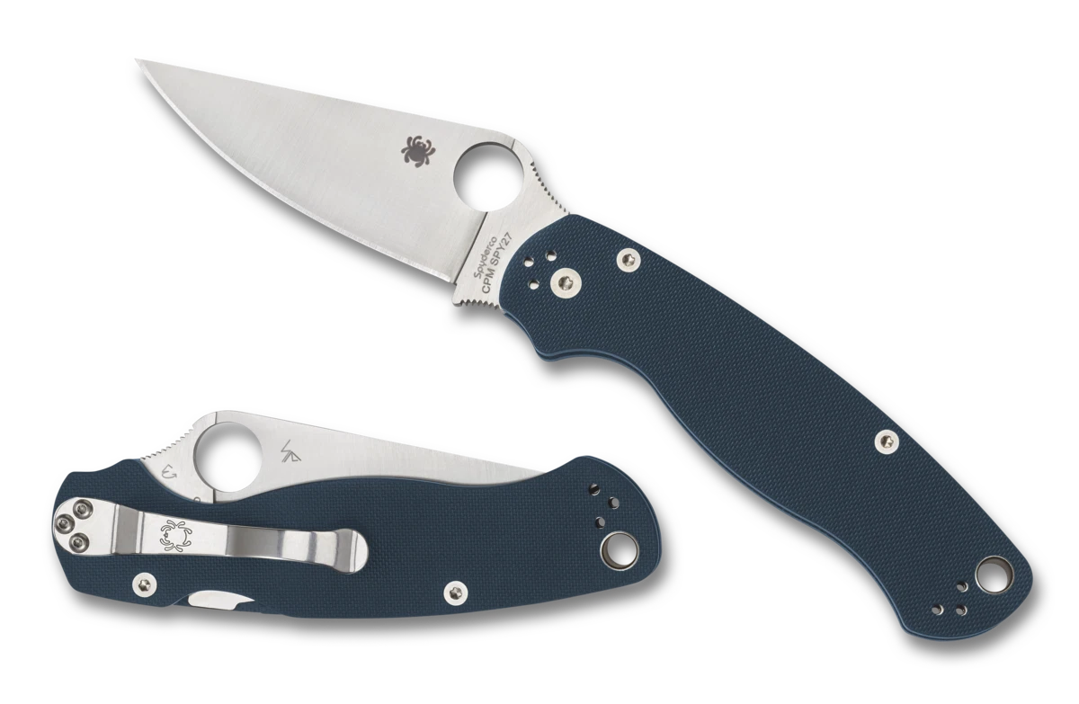 Spyderco Knives Para Military 2 C81GPCBL2 Blue G10 CPM SPY27 Pocket Knife
