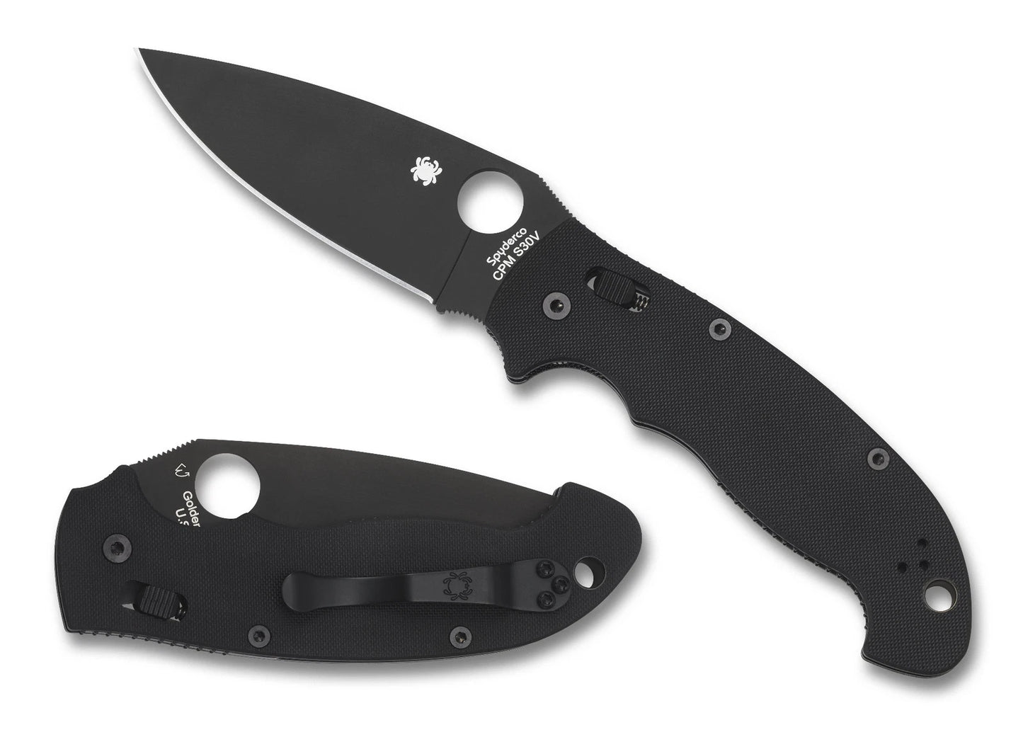 Spyderco Manix 2 XL Knife C95GPBBK2 Black 3.85" Plain Edge S30V Blade Black G-10
