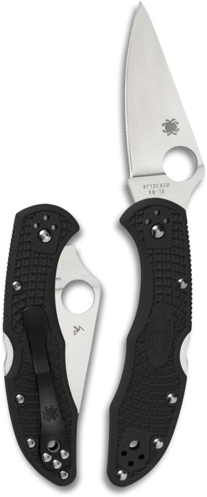 Spyderco Delica 4 Folding Knife: Lightweight, 2.9" Steel Blade, High-Strength FRN Handle, PlainEdge Grind, 7.15" Overall Length.