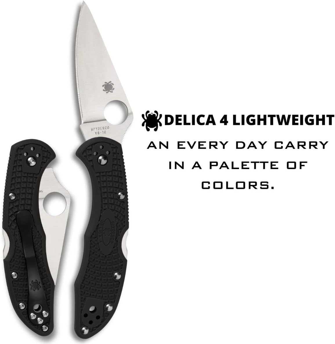 Spyderco Delica 4 Folding Knife: Lightweight, 2.9" Steel Blade, High-Strength FRN Handle, PlainEdge Grind, 7.15" Overall Length.
