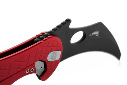LionSteel LE1 Karambit Folding Knife: Limited Edition, Black MagnaCut Blade, Red Anodized Aluminum Handle.