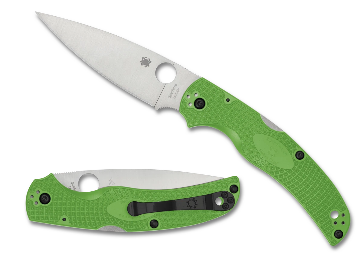 Spyderco Knives Native Chief Salt LW C244PGR LC200N Steel Green FRN Knife