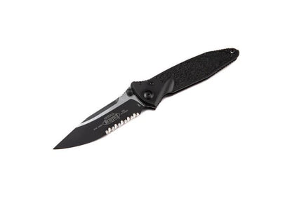 Microtech SOCOM Elite Tactical Pocket Knife, Black Aluminum Handle with M390 Steel Blade.