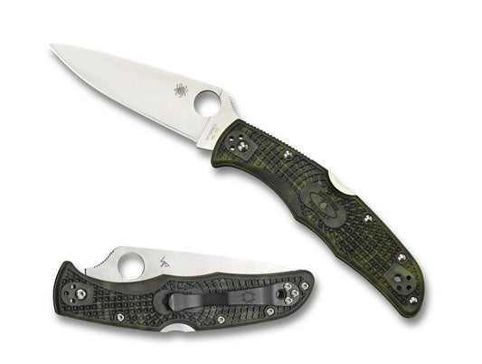 Spyderco Endura 4 Knife C10ZFPGR Plain Edge VG-10 Blade Zome Green FRN Handle