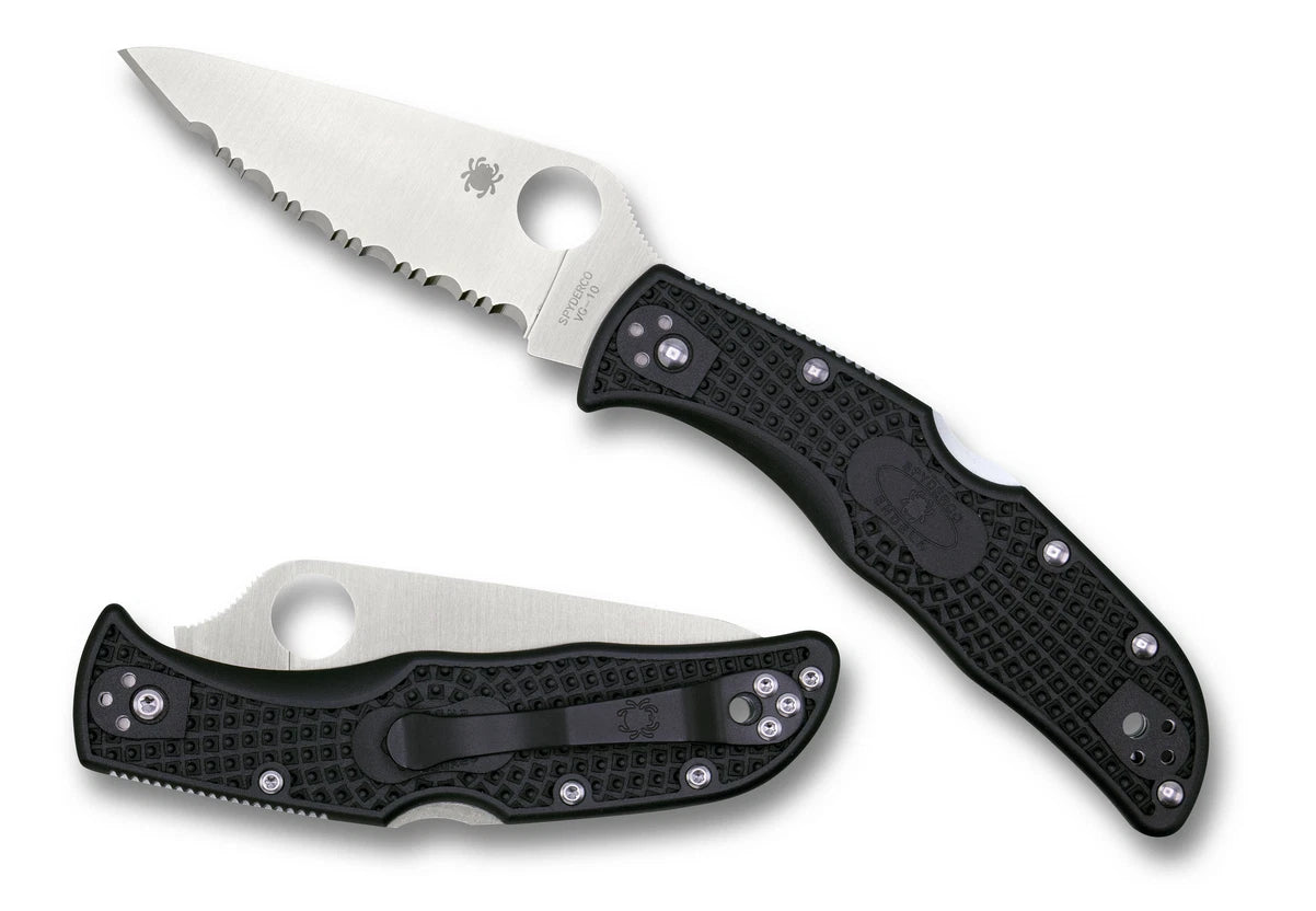 Spyderco Knives Endela Lockback Black FRN Serrated VG-10 Stainless C243SBK