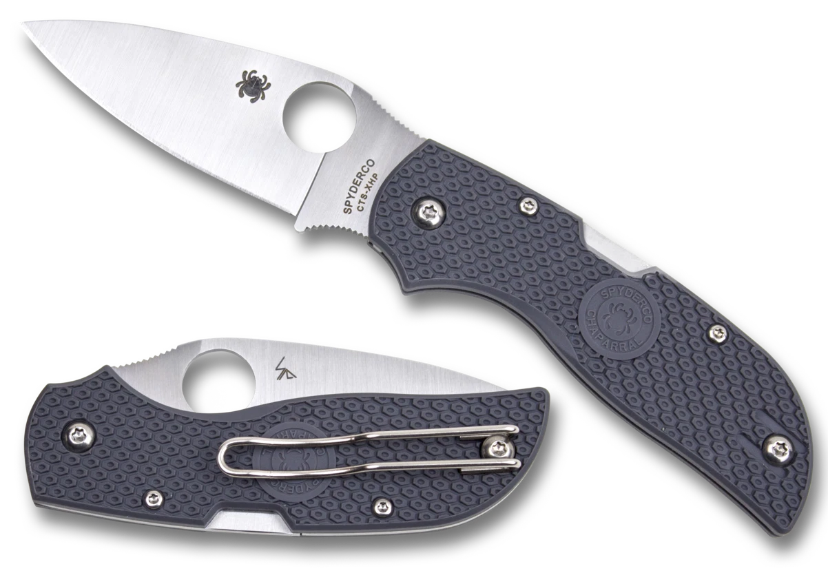 Spyderco Knives Chaparral Lockback Gray FRN XHP Stainless C152PGY Pocket Knife