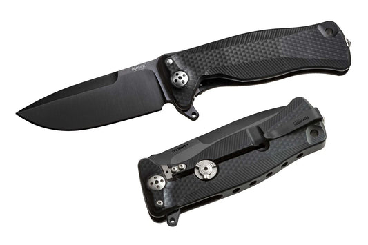 LionSteel SR11 Frame Lock Knife - SR11A, Black Aluminum, Sleipner Steel, BB Finish