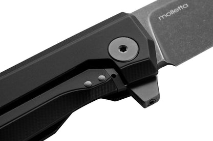 LionSteel Myto MT01A Frame Lock Knife: M390 Blade, Black Aluminum Handle, BB Finish.