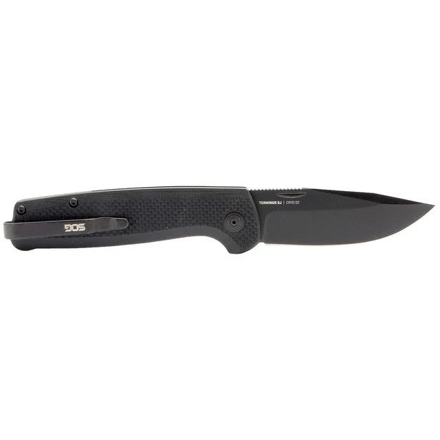 SOG Knives Terminus Slip-Joint TM1005-BX Black CRYO D2 Stainless Steel/Black G10