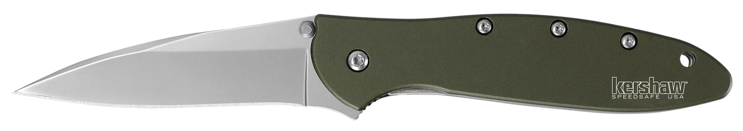 Kershaw Knives Leek Liner Lock Olive Green Anodized Aluminum 14C28N Steel 1660OL