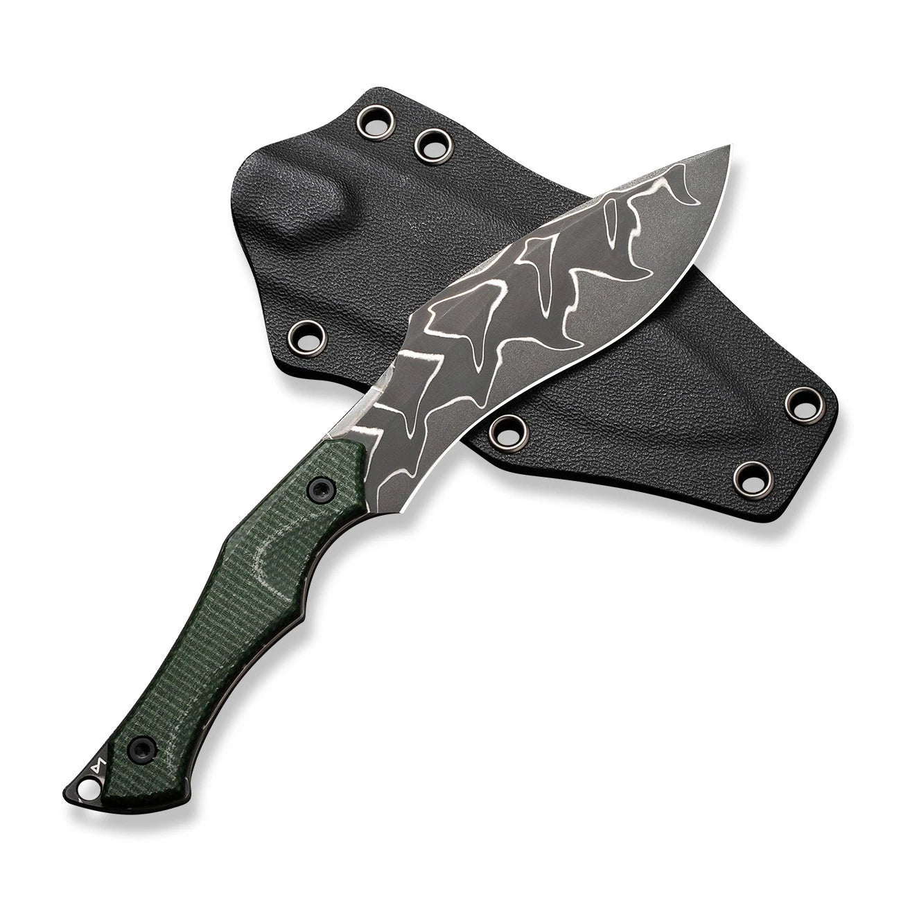 Civivi Knives Vaquita 2 C047C-DS2 Fixed Blade Knife Green Micarta Damascus Kukri
