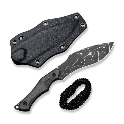 Civivi Knives Vaquita 2 C047C-DS1 Kukri Black Micarta Damascus Fixed Blade Knife