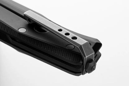 LionSteel Myto MT01A Frame Lock Knife: M390 Blade, Black Aluminum Handle, BB Finish.