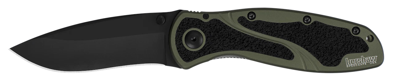 Kershaw Knives Blur Liner Lock Olive Aluminum DLC Sandvik 1670OLBLK