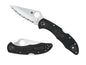 Spyderco BFS Knives Delica 4 Lockback Black FRN Serrated VG-10 Steel C11SBK Knife