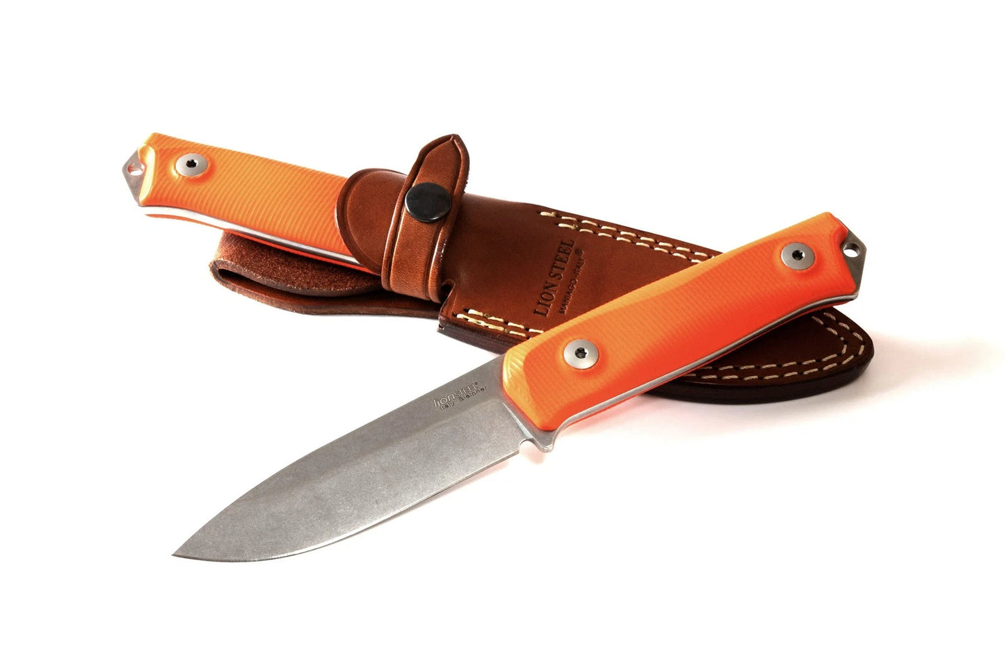 LionSteel B41 GOR Bushcraft Knife - Sleipner Steel, Orange G10 Handle