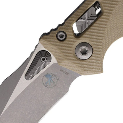 Microtech Knife Amphibian Ram-Lok Fluted G-10 Tan Apocalyptic 137RL-10APFLGTTA