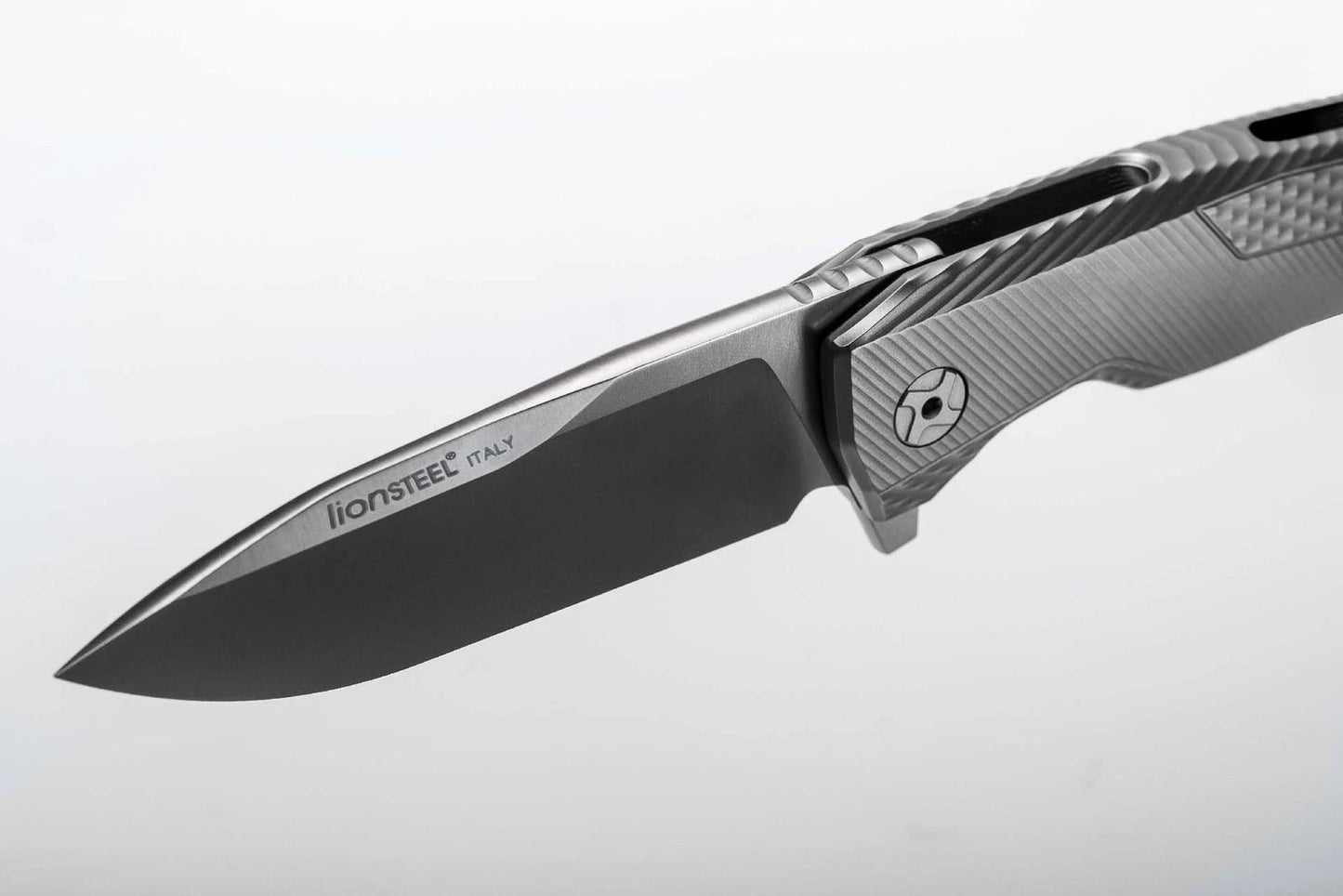LionSteel ROK Frame Lock Knife - M390 Blade, Black Aluminum Handle, BB Finish