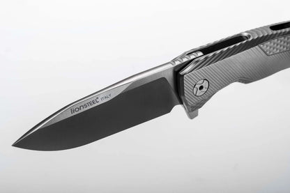 LionSteel ROK Frame Lock Knife - M390 Blade, Black Aluminum Handle, BB Finish