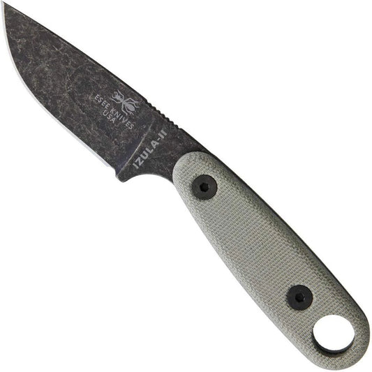 Knives Izula-II Fixed Blade Knife, w/Micarta Handle, Molded Sheath, & Clip Pl...
