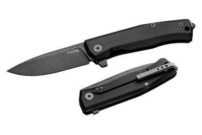 LionSteel Myto MT01A Frame Lock Knife: M390 Blade, Black Aluminum Handle, BB Finish.