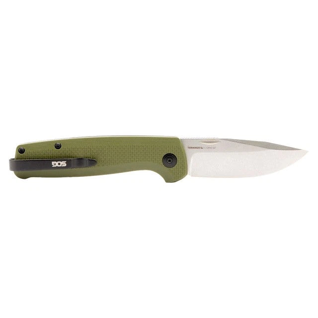 SOG Knives Terminus Slip-Joint TM1004-BX CRYO D2 Stainless Steel OD Green G10
