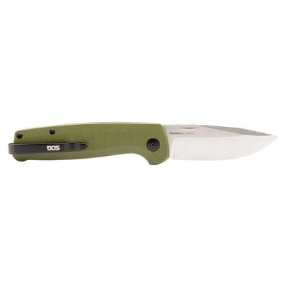 SOG Knives Terminus Slip-Joint TM1004-BX CRYO D2 Stainless Steel OD Green G10