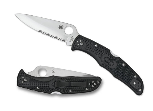 Spyderco Endura 4 Folding Knife C10PSBK Satin Combo Edge VG-10 Blade Black FRN