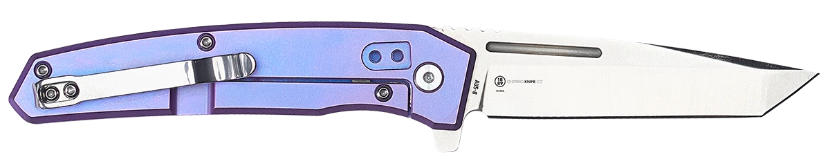 Ti22 Frame Lock Knife with AUS-8 Steel & UltraBlue Titanium Handle