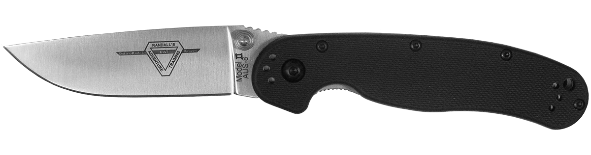Ontario Knife RAT 2 Folding Knife, Liner Lock, AUS-8 Steel, Black Nylon Handle – Model 8860