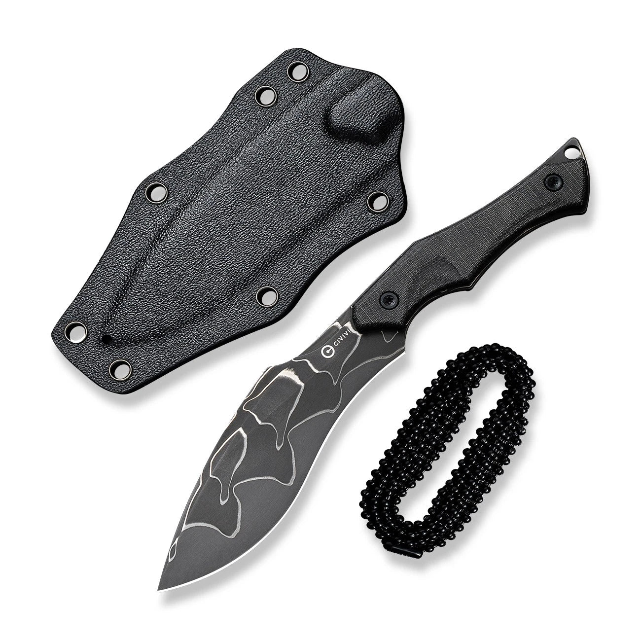 Civivi Knives Vaquita 2 C047C-DS1 Kukri Black Micarta Damascus Fixed Blade Knife