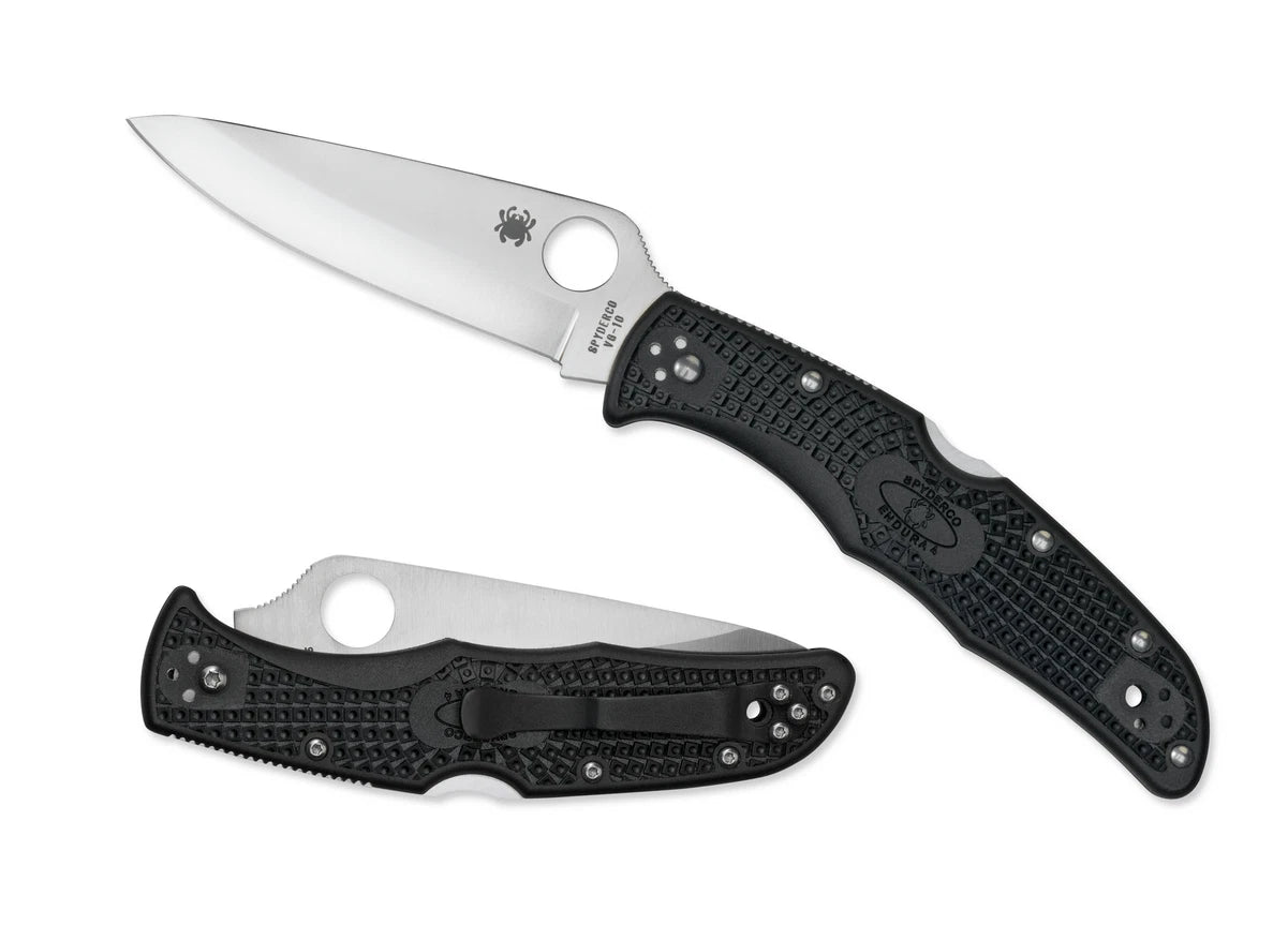 Spyderco B Endura 4 Lockback Folding Knife: Black FRN, VG-10 Stainless Steel, Pocket-Size.