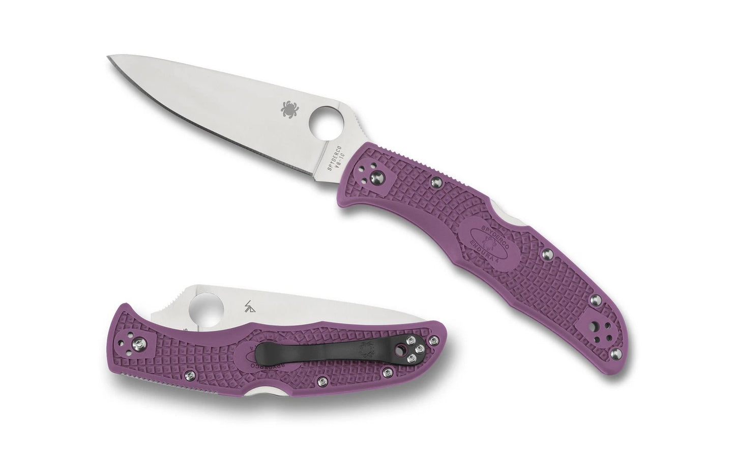 Spyderco Endura 4 Folding Knife C10FPPR Plain Edge VG-10 Blade Purple FRN Handle
