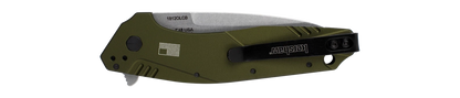 Kershaw Dividend Liner-Lock Knife, Olive Green Aluminum Handle, 3" Composite Blade