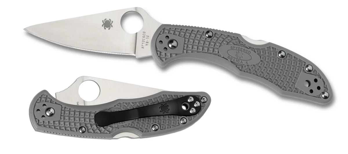 Spyderco Knives Delica 4 Lockback Gray FRN VG-10 Stainless C11FPGY Pocket Knife