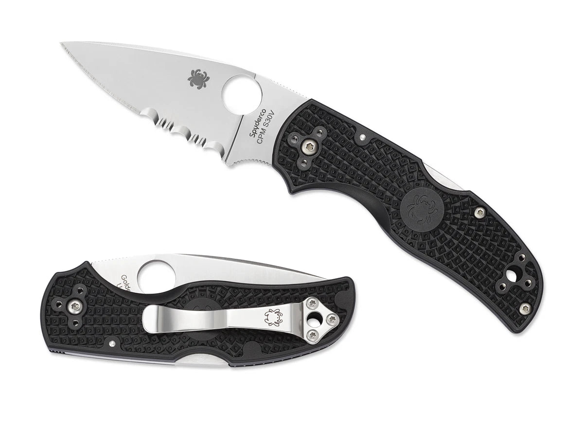 Spyderco Knives Native 5 Lockback Black FRN CombinationEdge S30V C41PSBK5