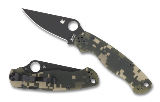 Spyderco Knives Para Military 2 Camo G-10 DLC S45VN Stainless C81GPCMOBK2