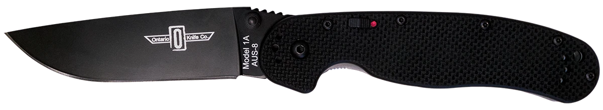 Ontario Knife RAT-1A Liner Lock, AUS-8 Steel, Black G10 Handle